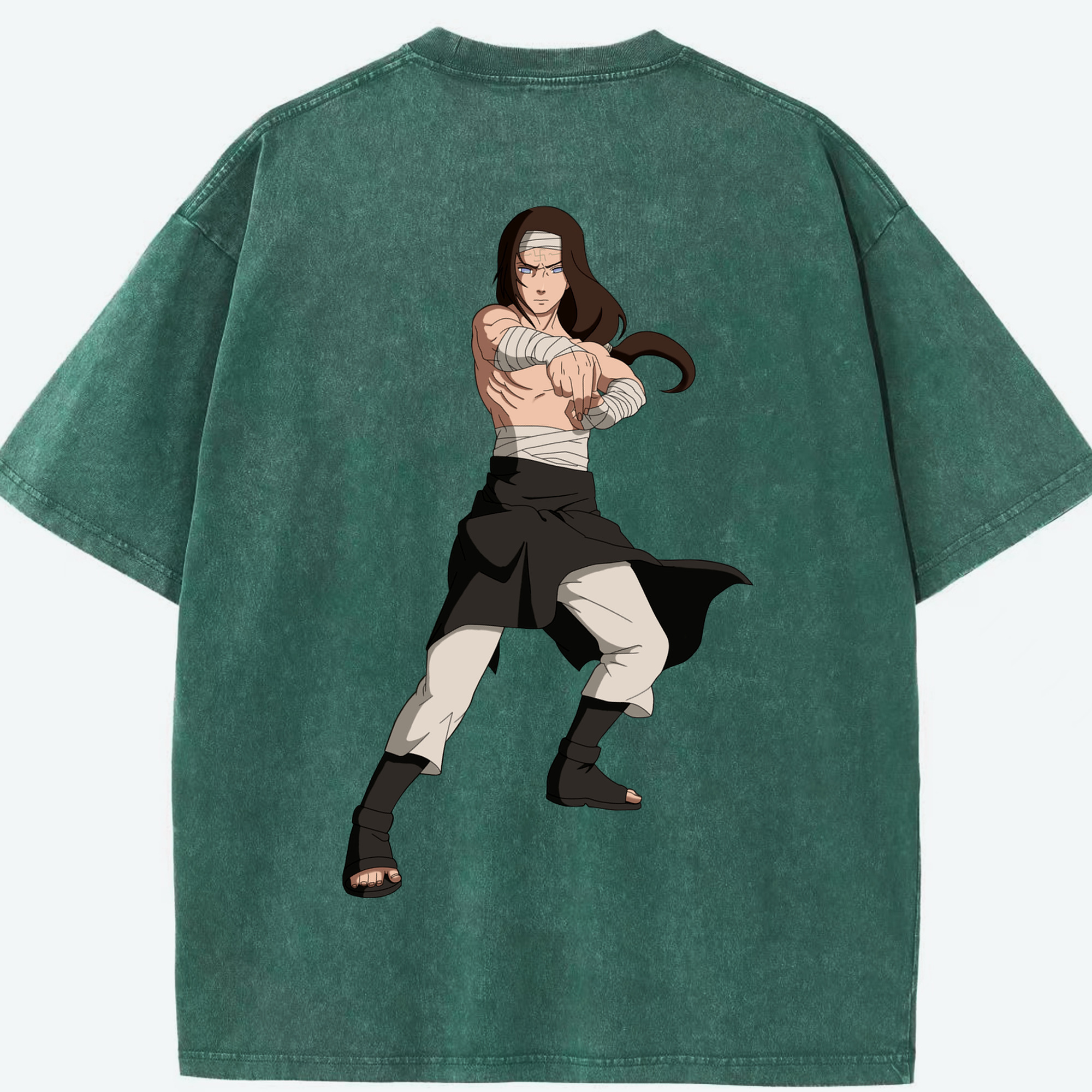 （画像用） NARUTO -ナルト- 日向ネジ Hyūga Neji 綿100% ヴィンテージ風 半袖Tシャツ（背面プリント）
